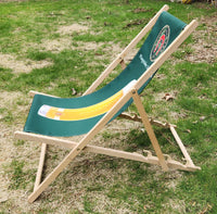 Pfungstadter Das Weizen Beer 20 1/2" x 46" Green Fabric Wooden Adjustable Folding Lounge Beach Chair