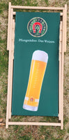 Pfungstadter Das Weizen Beer 20 1/2" x 46" Green Fabric Wooden Adjustable Folding Lounge Beach Chair