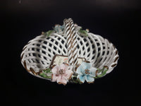 1950s Capodimonte Porcelain Flower Basket Made in Italy - Treasure Valley Antiques & Collectibles