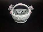 Vintage Porcelain Glass Floral Rose Woven Pattern Easter Basket Decor. - Treasure Valley Antiques & Collectibles