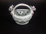 Vintage Porcelain Glass Floral Rose Woven Pattern Easter Basket Decor. - Treasure Valley Antiques & Collectibles