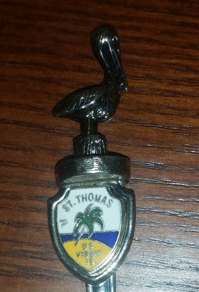 Vintage St. Thomas, U.S. Virgin Islands Pelican Figural Collectible Spoon - Treasure Valley Antiques & Collectibles